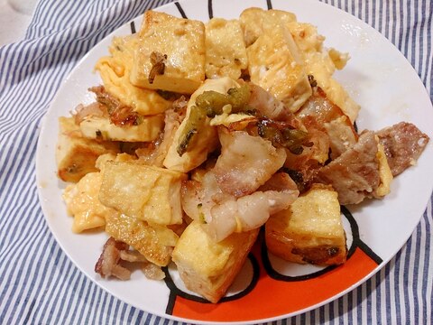 豚ばら肉と島豆腐のゴーヤチャンプル（もやし抜き）